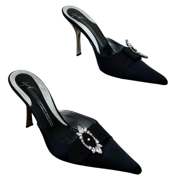 Giuseppe Zanotti, Size 39 (9 US), Black - Vintage Mule Pumps, Silver Rhinestone - Picture 6 of 15